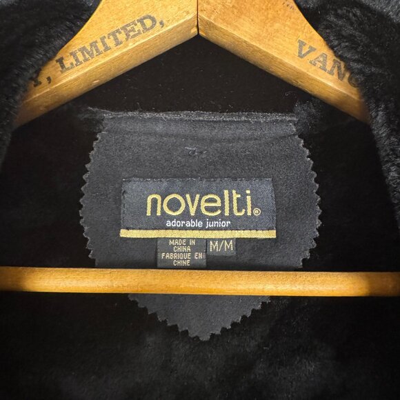 Vintage Black Faux Shearling Coat, Bell Sleeve, Boho Grunge Long Peacoat - Picture 12 of 14